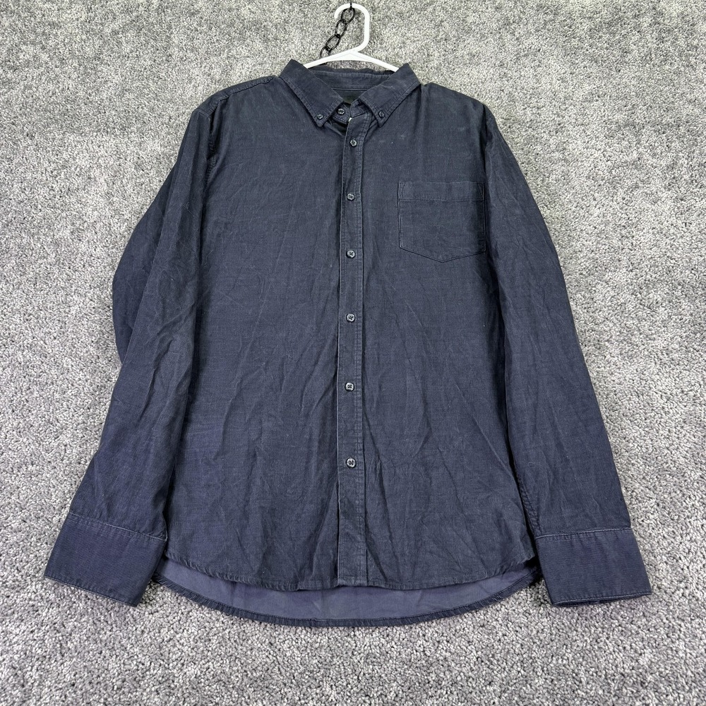 14th & Union Shirt Mens XL Blue Corduroy Long Sleeve Button Pocket Trim Fit